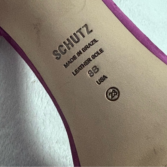 Schutz Elora  Purple Leather Knot Front Dressy Heels Shoes size 8 women - Picture 8 of 8